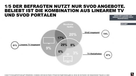 Die Kombination aus TV und Subscription-Video-On-Demand ist am beliebtesten (Quelle: Mediaplus Strategic/Facit Research)